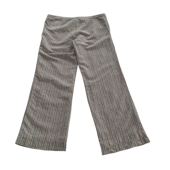 Victorias Secret Linen Blend Striped Lounge Pants Sz 4 Neutral Pull On Y2K Boho - Picture 2 of 9